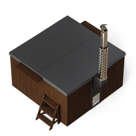 Купель Фурако Polar Spa ELITE QUATTRO 200 квадратная с интегрированной печью для 6-8 человек (термососна темная) фото  фото - 5