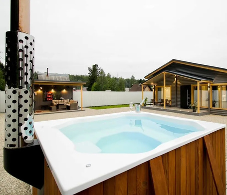 Купель Фурако Polar Spa ELITE QUATTRO 200 квадратная с интегрированной печью для 6-8 человек (термососна темная) фото  фото - 7