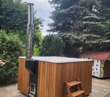 Купель Фурако Polar Spa ELITE QUATTRO 200 квадратная с интегрированной печью для 6-8 человек (термососна темная) фото  фото - 21